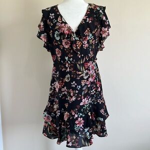 NWOT, XL NY Collection Women’s Bohemian Ruffle floral,V-Neck Dress.